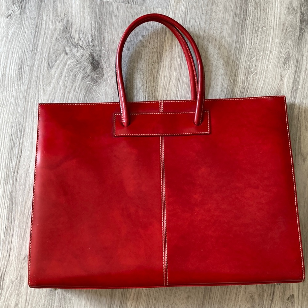 Italian red leather briefcase
